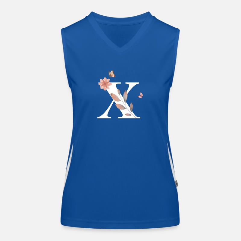 Buchstabe x Wildblumen Aquarelle Funktionelles Kontrast-Tank Top für Frauen