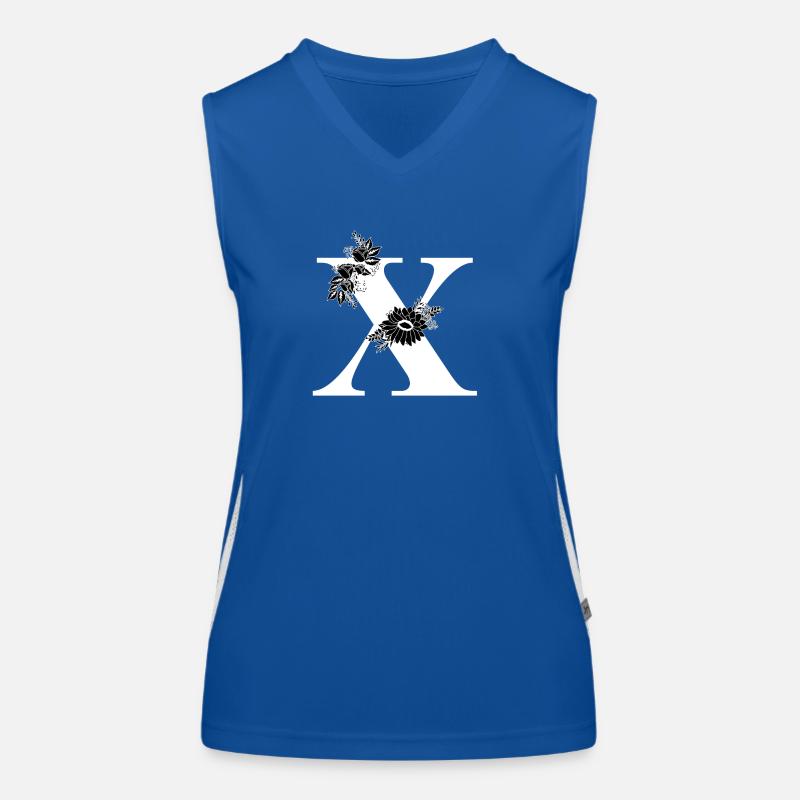 Black and White Floral Letter x Women's Functional Contrast Tank Top