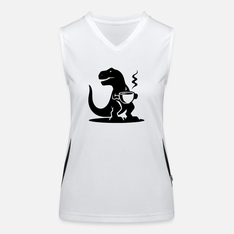 T-Rex avec tasse à café Evil Caffeine Dinosaur Débardeur respirant contrasté Femme