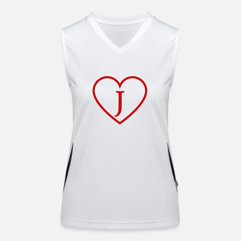 Buchstabe j rotes Herz Funktionelles Kontrast-Tank Top für Frauen