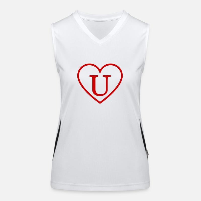 Buchstabe u rotes Herz Funktionelles Kontrast-Tank Top für Frauen