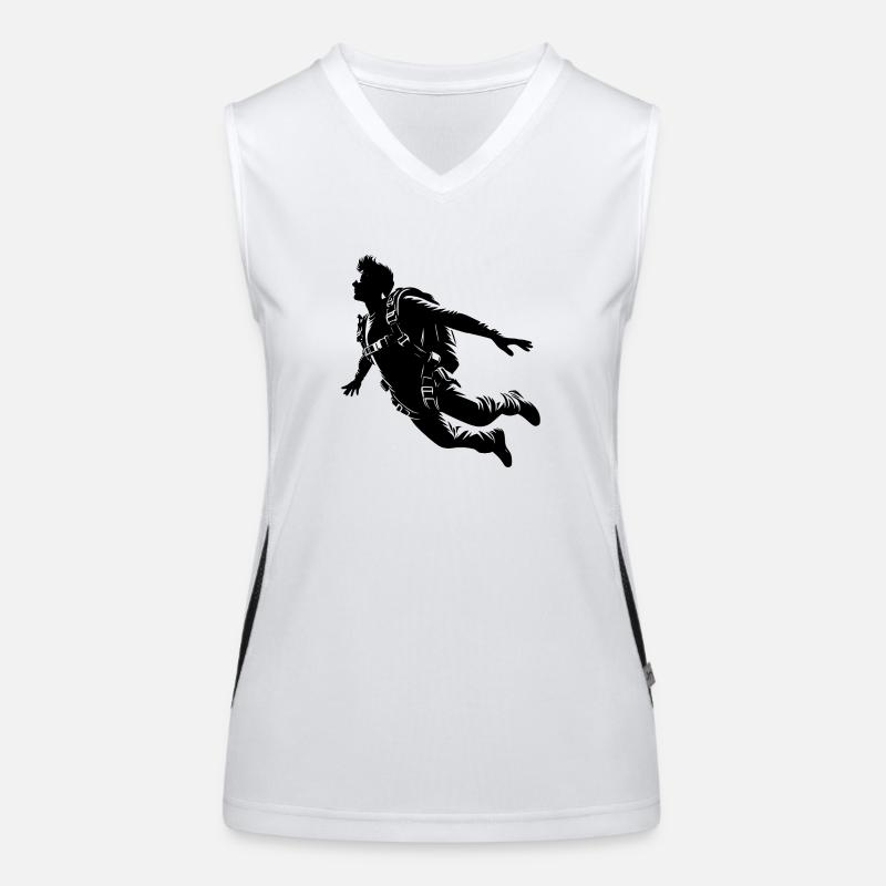 Parachutist man doing a parachute jump Women's Functional Contrast Tank Top