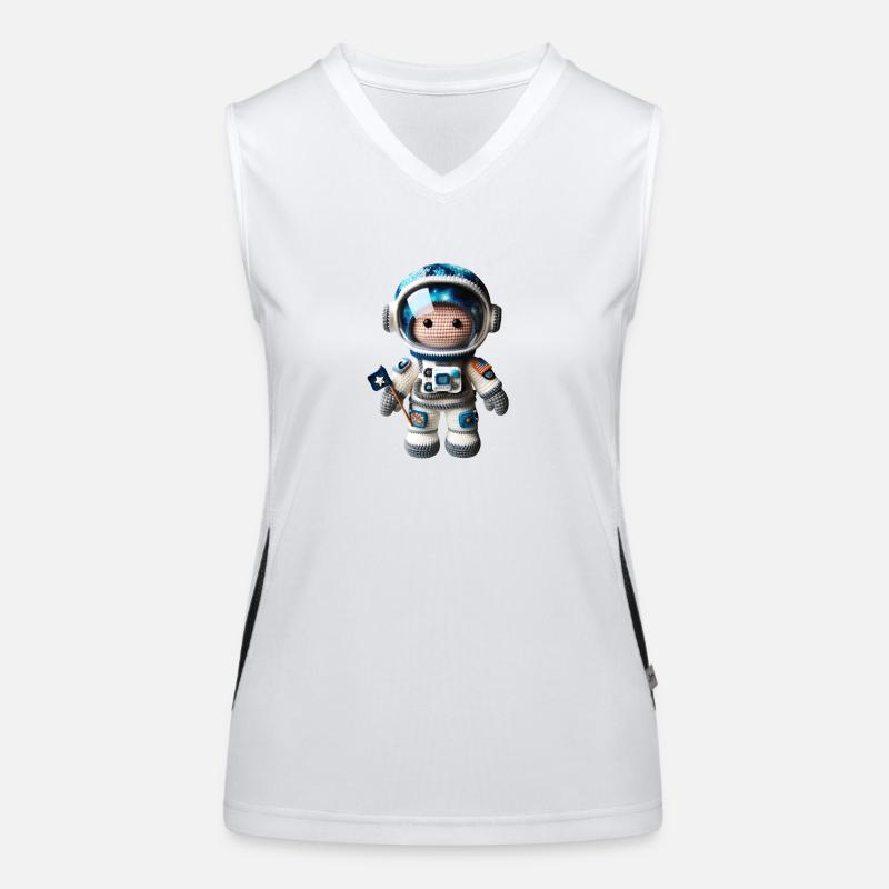 Kleiner Häkel Weltraum Astronaut Funktionelles Kontrast-Tank Top für Frauen