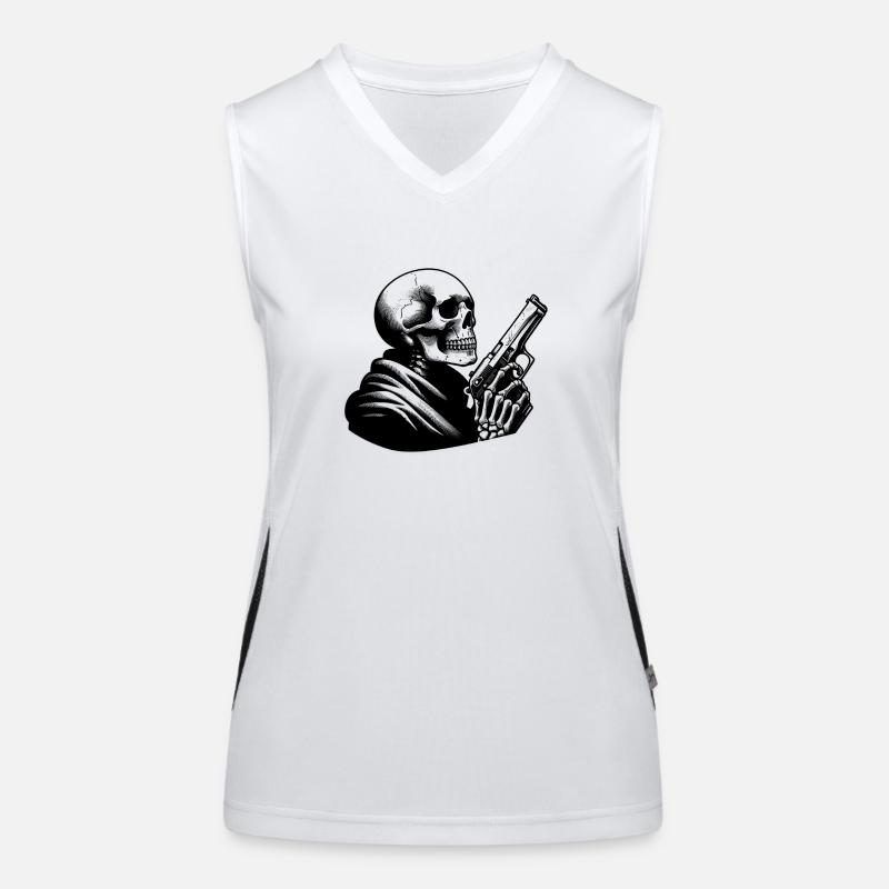 Skelett mit Waffen - Rebellenstil Funktionelles Kontrast-Tank Top für Frauen