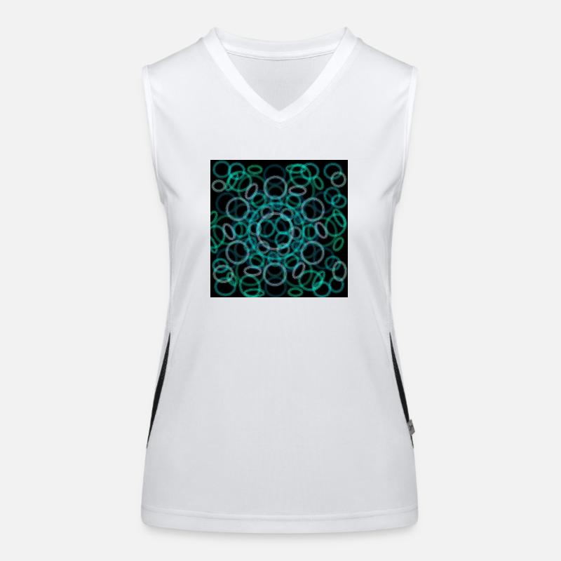 Abstract circles design on black background Women's Functional Contrast Tank Top