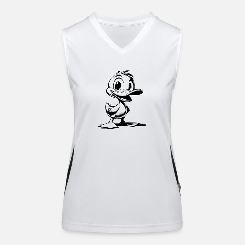 Waddle duck with big feet and beak Women's Functional Contrast Tank Top