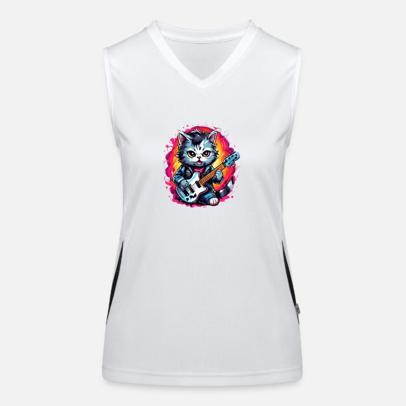 Chibi Rocker Cat Women's Functional Contrast Tank Top