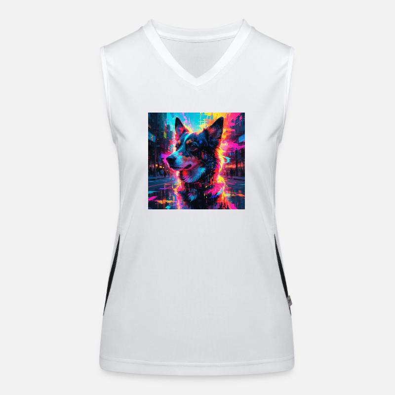 Neon Hund Funktionelles Kontrast-Tank Top für Frauen