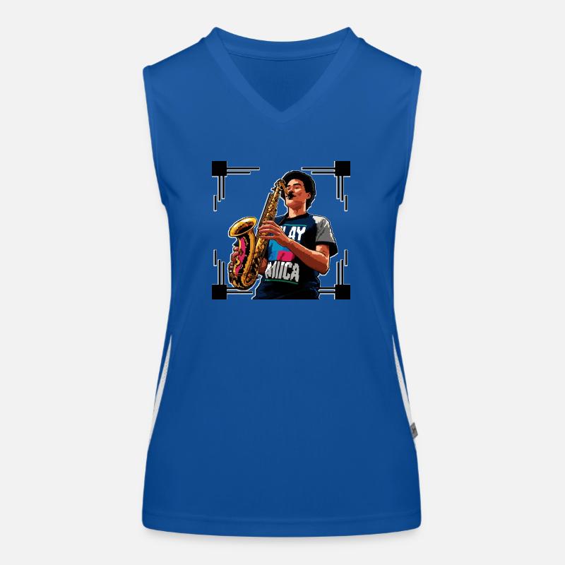 Pixel saxophone Women's Functional Contrast Tank Top