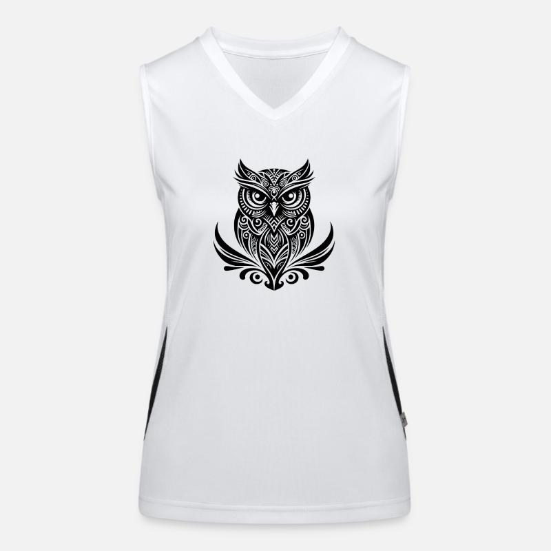 Schlaue Eule im Tattoo Tinte Style Funktionelles Kontrast-Tank Top für Frauen