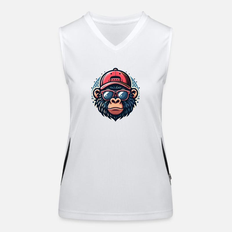 Gorilla with Basecap and Sunglasses Funktionelles Kontrast-Tank Top für Frauen