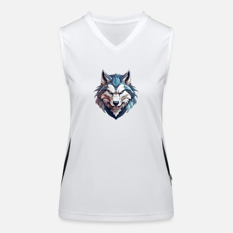 Wildes wütendes Tier Wolf Husky Maskottchen cool Funktionelles Kontrast-Tank Top für Frauen