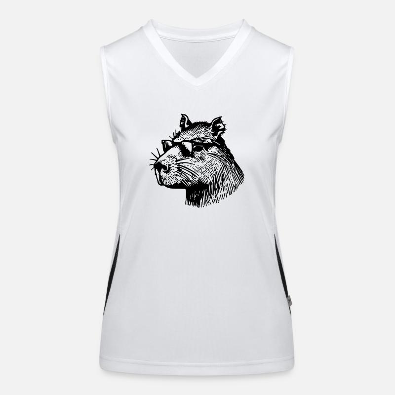 Capybara Wasserschwein - Women's Functional Contrast Tank Top - white/black