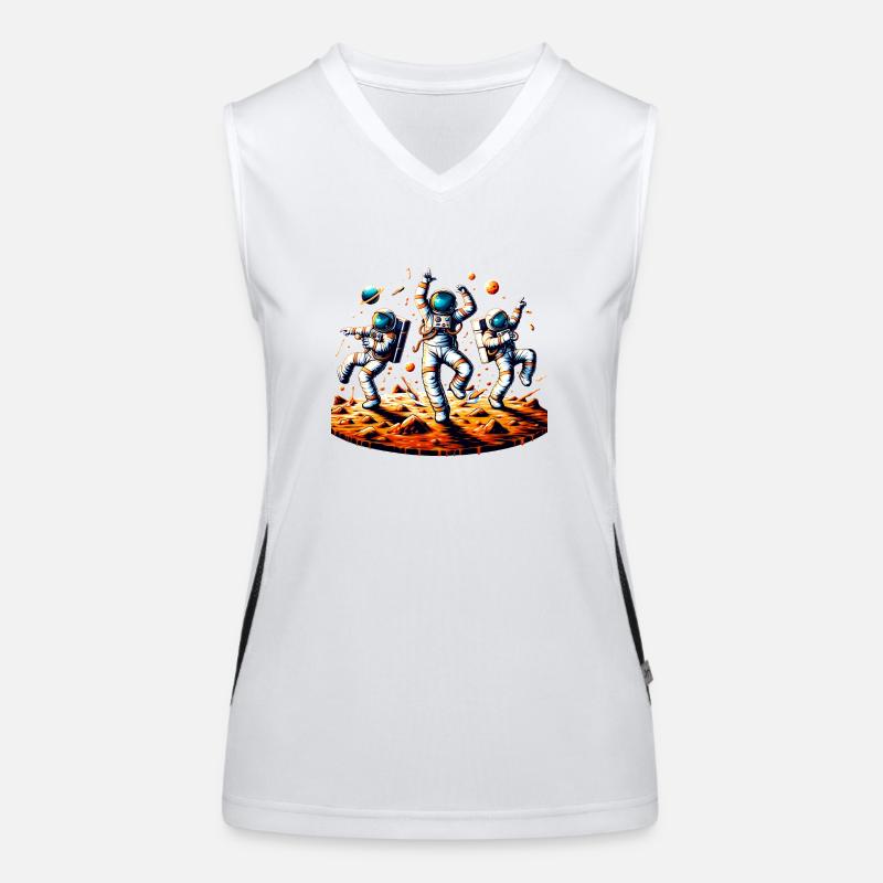Ein Schritt ins All - Astronaut Dance Funktionelles Kontrast-Tank Top für Frauen