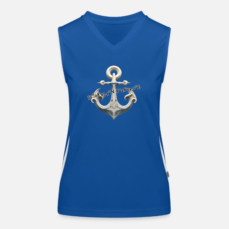 White anchor with coordinates Women's Functional Contrast Tank Top