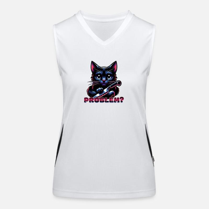 Chat avec couteau Halloween Débardeur respirant contrasté Femme
