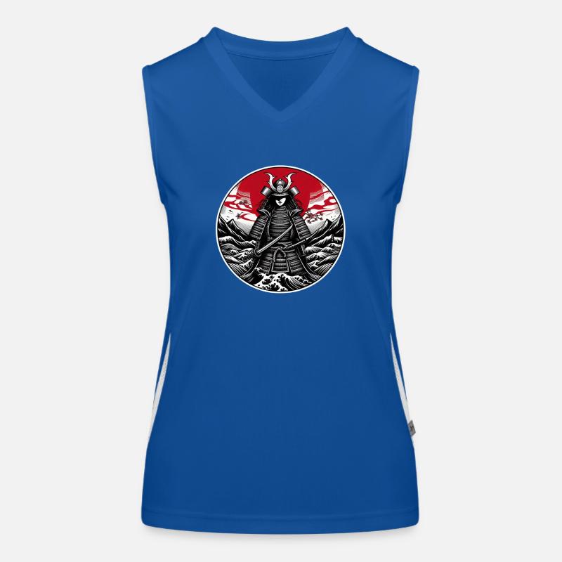 Red Samurai Warrior White Women's Functional Contrast Tank Top
