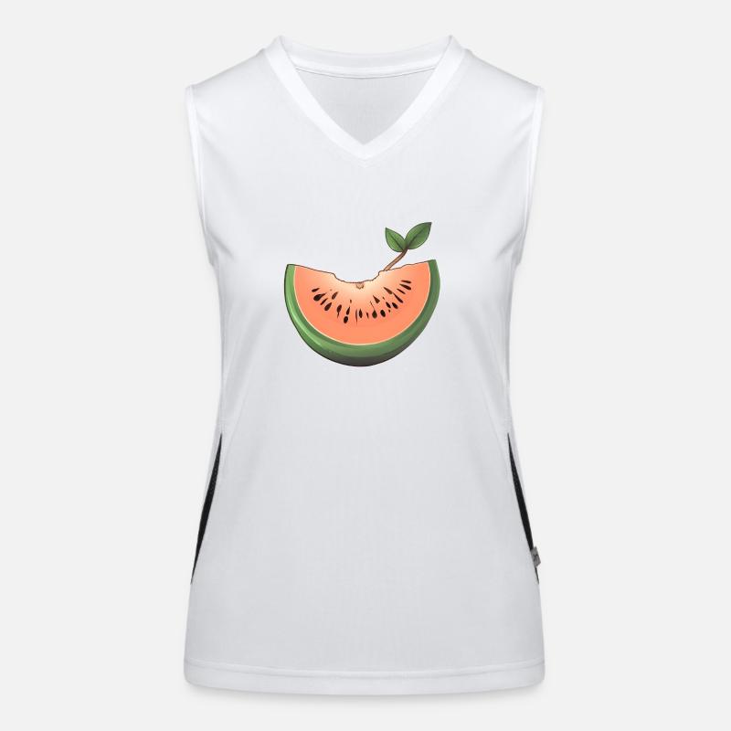 Pastèque, Melon, Fruit, Fruit - Débardeur respirant contrasté Femme - blanc/noir