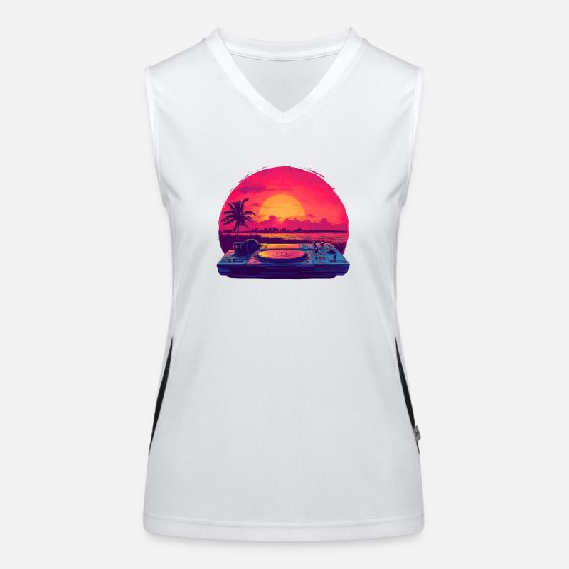 DJ on the beach - Women's Functional Contrast Tank Top - white/black