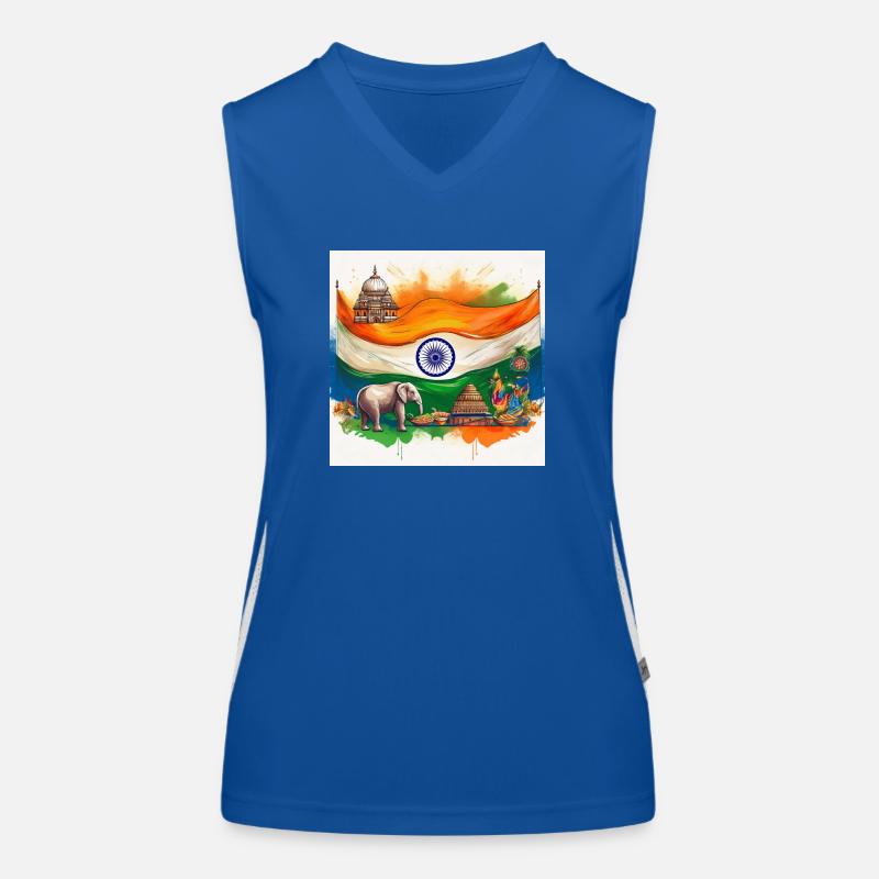 Vibrant Indian Heritage Flag Art Women's Functional Contrast Tank Top