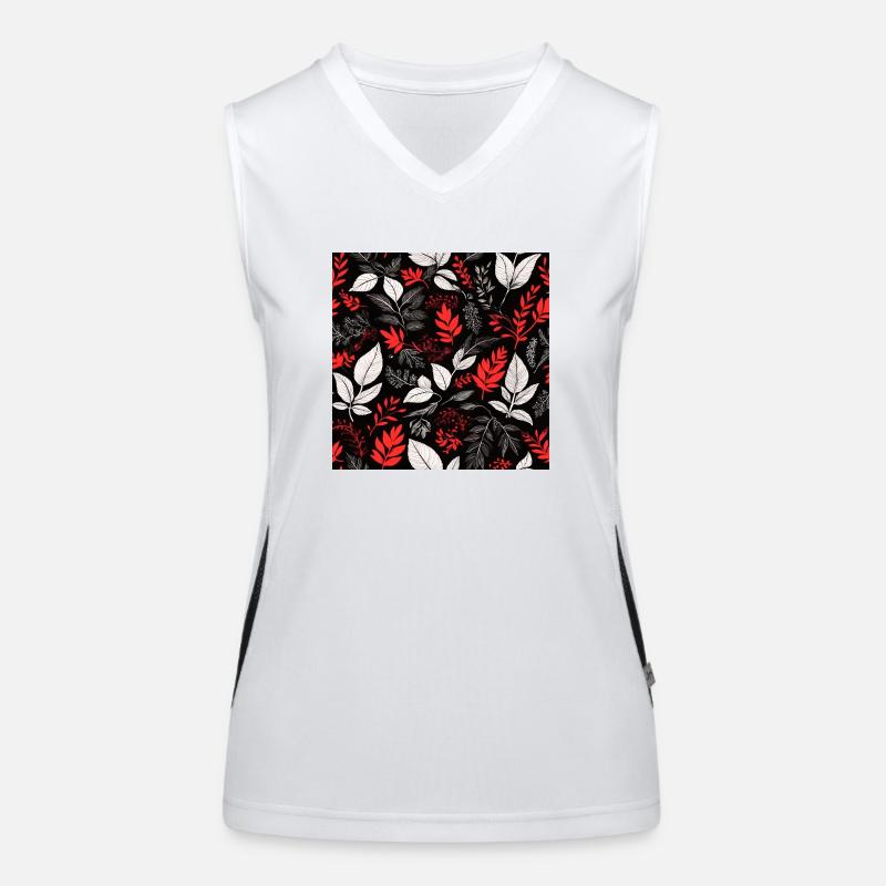 rotes Laubmuster Funktionelles Kontrast-Tank Top für Frauen