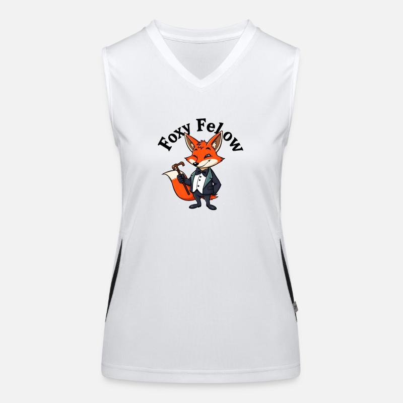 Playful Fox in Bowtie & Suit Women's Functional Contrast Tank Top