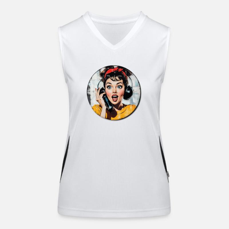 Überraschung am Hörer: Retro mit Pfiff! Funktionelles Kontrast-Tank Top für Frauen