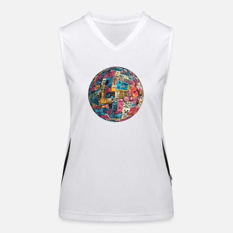 Retro-Future Sphere: Technicolor Vision! Funktionelles Kontrast-Tank Top für Frauen