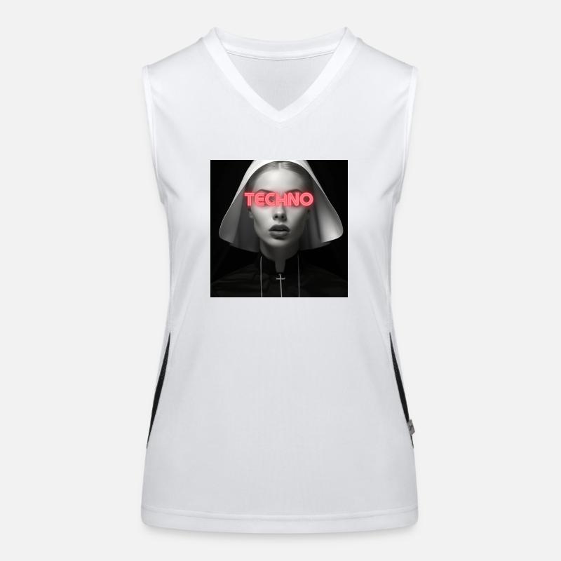 The Techno Nun - Rave Design Funktionelles Kontrast-Tank Top für Frauen