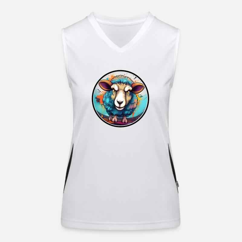 Angry Sheep Graffiti Women's Functional Contrast Tank Top