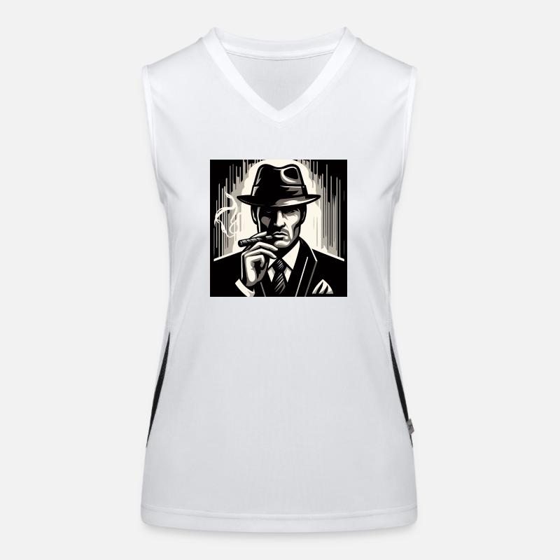 Mysterious man with a cigar Women's Functional Contrast Tank Top