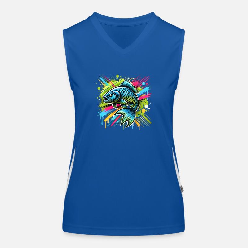 Fisch Angler Funktionelles Kontrast-Tank Top für Frauen