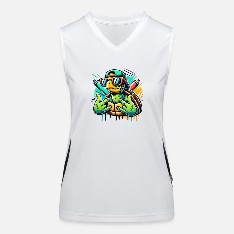 Cool turtle with sunglasses Women's Functional Contrast Tank Top