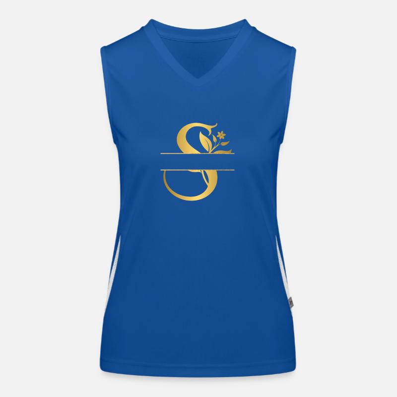 Personalisierte goldene Blumenbuchstaben - Geschenkidee Funktionelles Kontrast-Tank Top für Frauen