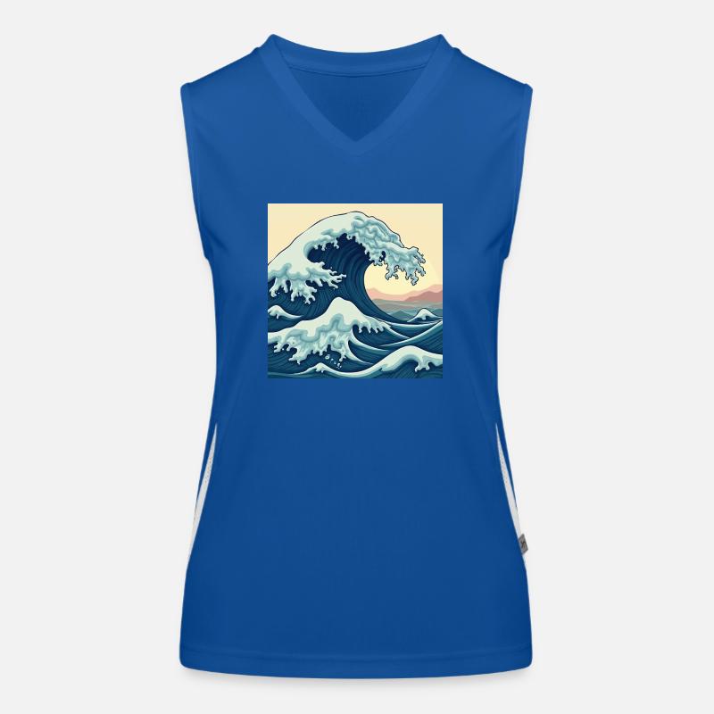 Fantastic Atlantic Ocean - Retro Ocean Waves Women's Functional Contrast Tank Top