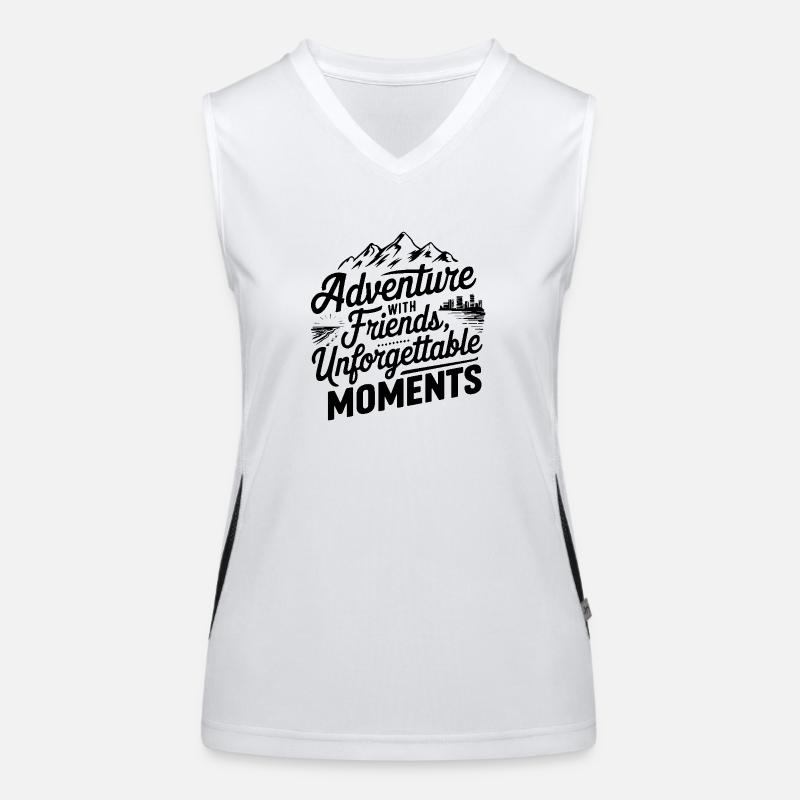 Abenteuer mit Freunden Reise Zitat Text Kunst Funktionelles Kontrast-Tank Top für Frauen