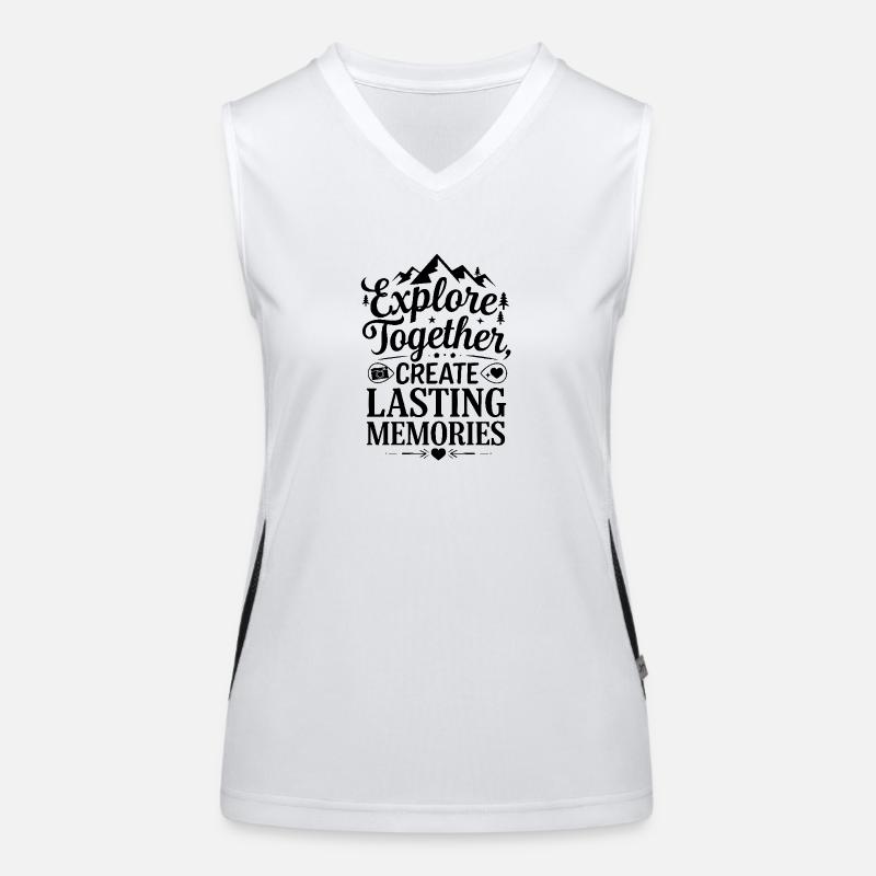 Explore Together adevnture travel quote text art Funktionelles Kontrast-Tank Top für Frauen
