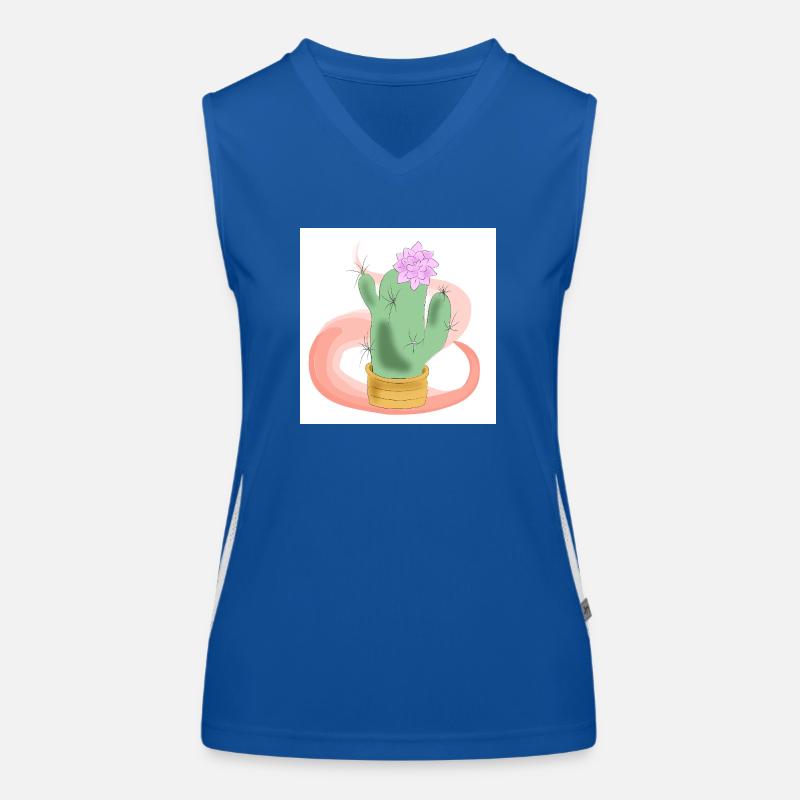 Pot de cactus avec fleur rose Débardeur respirant contrasté Femme
