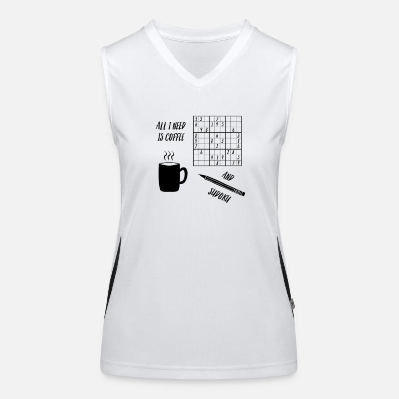 Sudoku und Kaffee Funktionelles Kontrast-Tank Top für Frauen