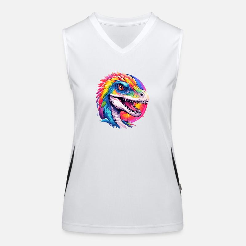 Rainbow Dino Women's Functional Contrast Tank Top