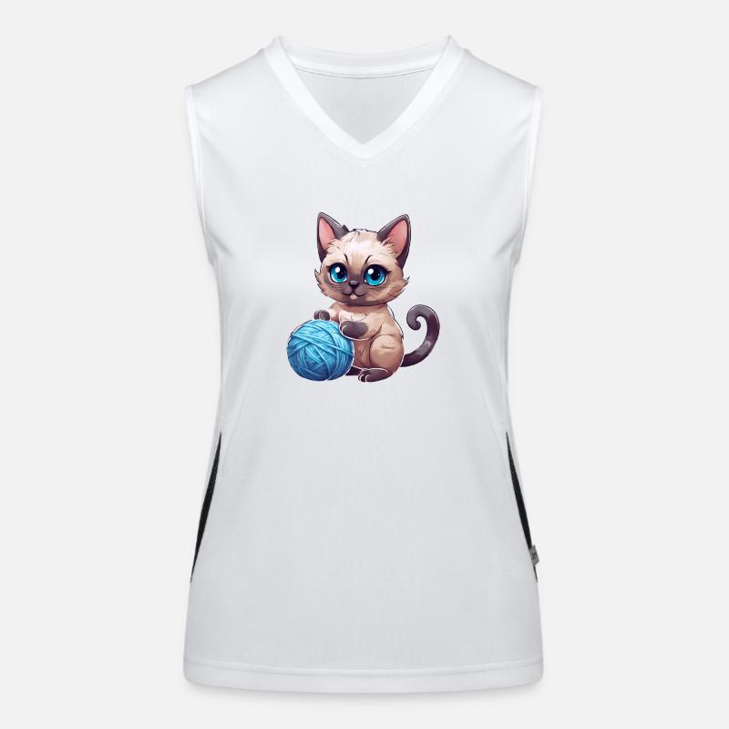 katze mit wolle Funktionelles Kontrast-Tank Top für Frauen