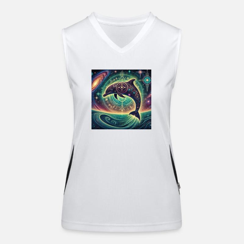 Krafttier Delphin Funktionelles Kontrast-Tank Top für Frauen