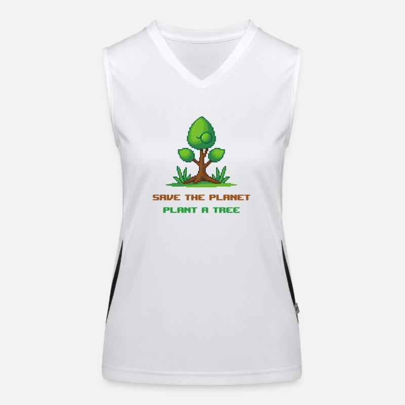 Arbre en pixel art "save the planet, plant a tree" Débardeur respirant contrasté Femme