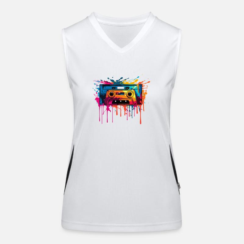 Retro Design Kassette Funktionelles Kontrast-Tank Top für Frauen