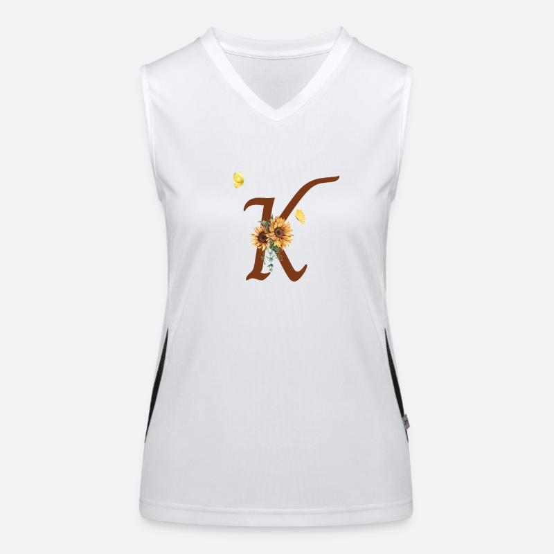 Buchstabe k Sonnenblume Schmetterling Funktionelles Kontrast-Tank Top für Frauen