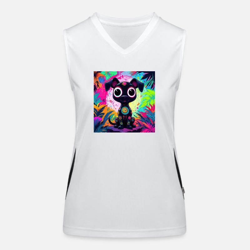 style de dessin animé de couleur néon chat chien art design cool Débardeur respirant contrasté Femme
