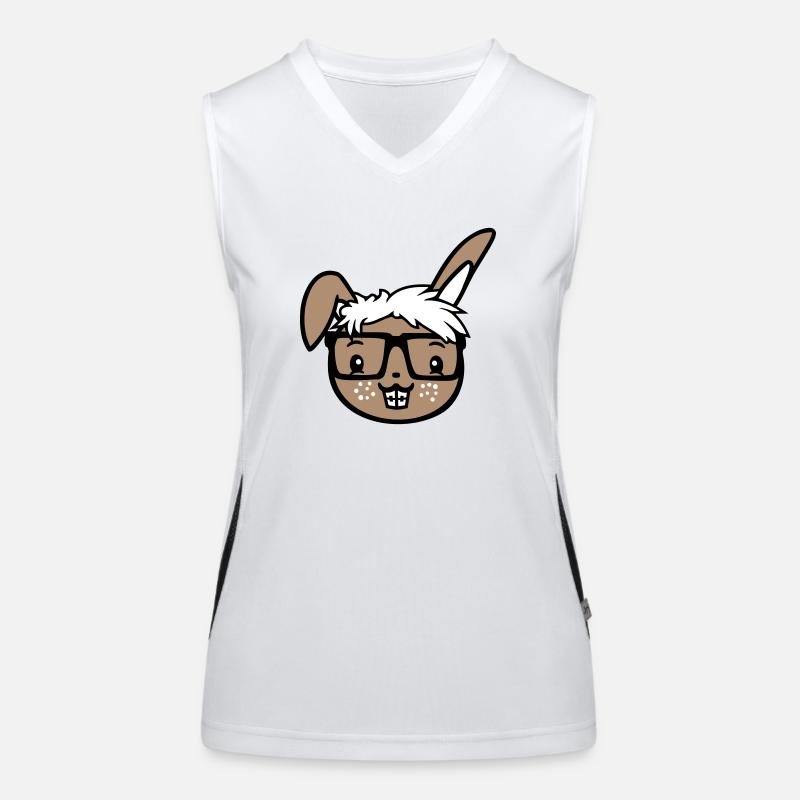 Bunny Nerd Geek Lunettes à monture de corne Smart Freak Intelligent Débardeur respirant contrasté Femme