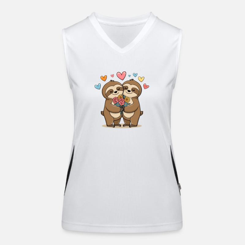 Faultier in der Liebe süß Funktionelles Kontrast-Tank Top für Frauen