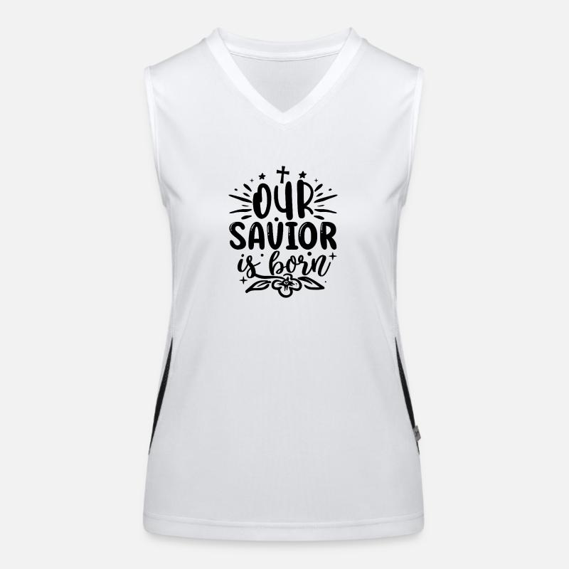A savior was born to us Women's Functional Contrast Tank Top