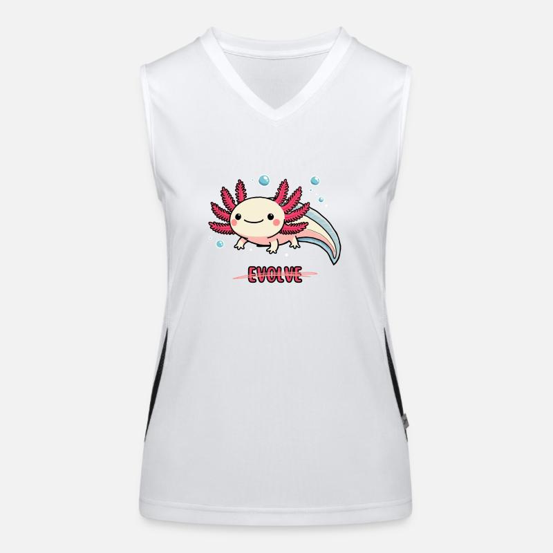 Evolve Axolotl – Süßes Motiv mit Message Funktionelles Kontrast-Tank Top für Frauen